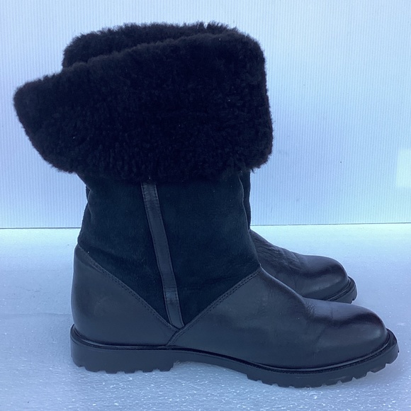La Canadienne Harlan Leather Sheepskin Fleece Asymmetrical Boot 9M - Picture 7 of 9